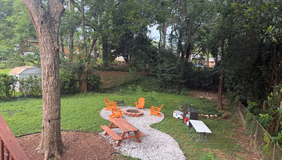 Backyard retreat before and after